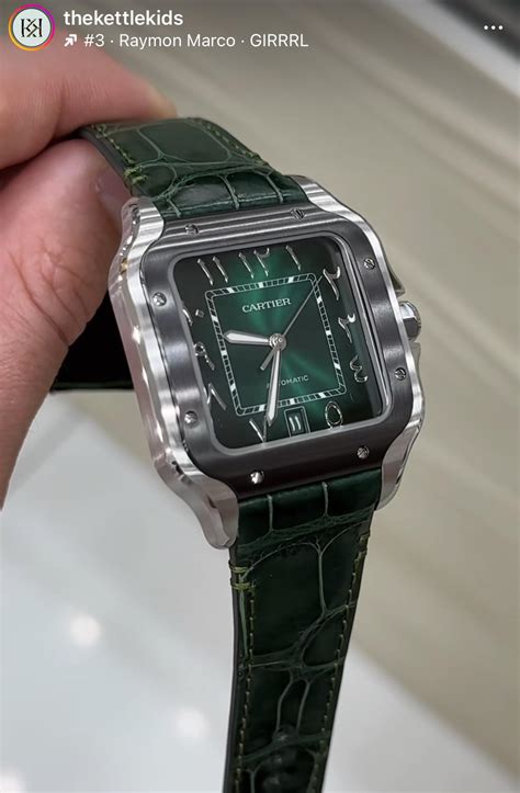 cartier santos arabic dial|Cartier Santos Green Arabic Dial Watch WSSA0055 Review.